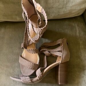 Braided Tan Women's Heeled Sandals